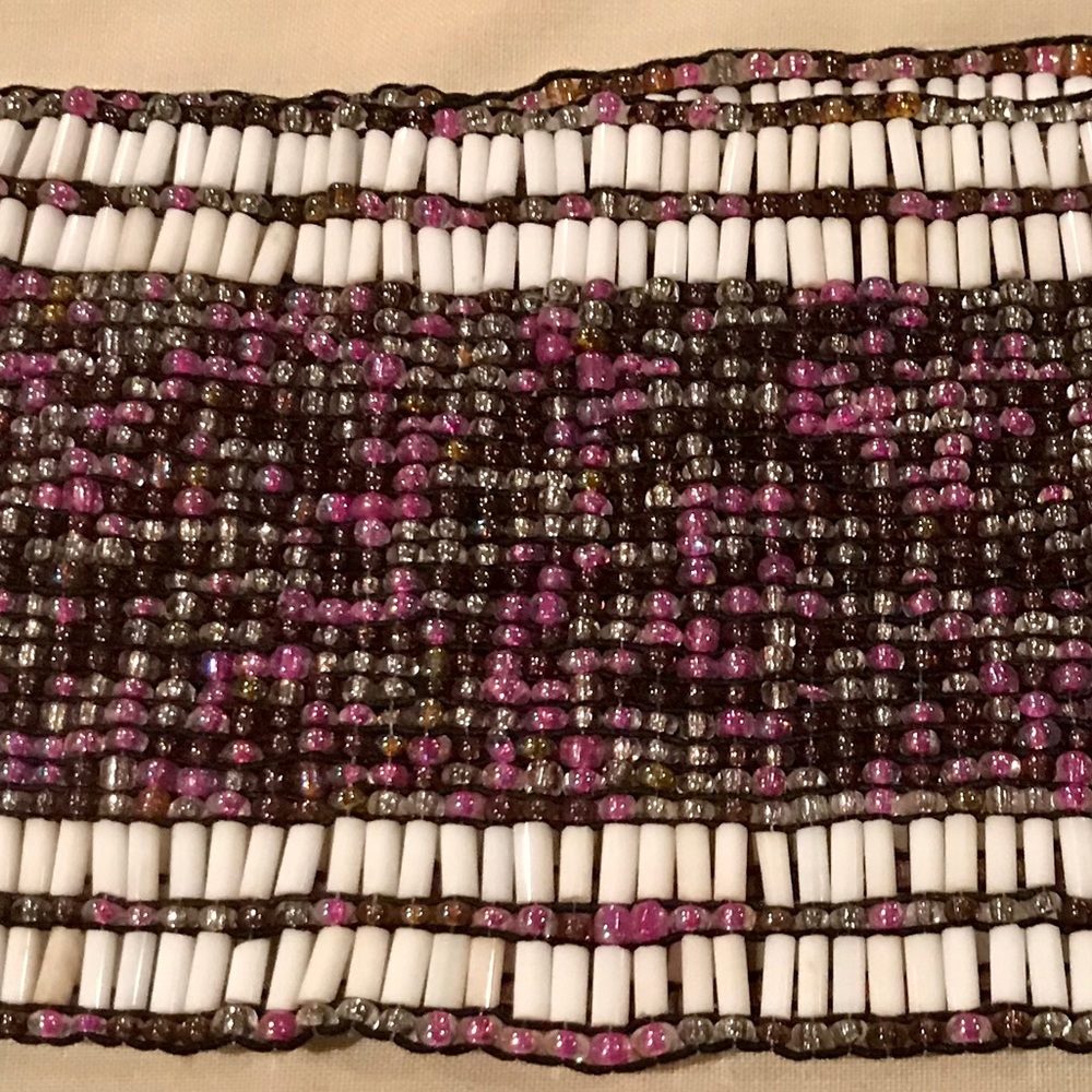 Beaded stretch elastic belt in Amethyst mix colors